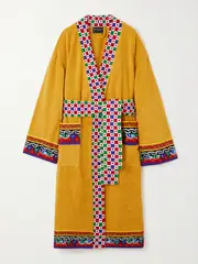 [Dolce & Gabbana] Dolce & Gabbana - Printed Cotton-terry Robe - Yellow - large large Yellow