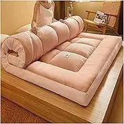 Extra Thick Fluffy Futon Mattress,Skin-Friendly Foldable Roll Up Sleeping Pad for Floor Camping Guest,Japanese Style Lounger Bed,Queen/Full/Twin