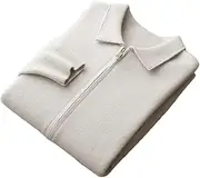 [Kiioouu] Men's Sweater Cardigan Knitwear Turn-Down Collar Zippers Sweater Pockets Zipper Lapel Sweater
