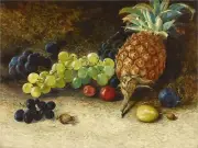 Still Life Grapes Plums Accent Tile Mural Kitchen Wall Backsplash Marble Ceramic
