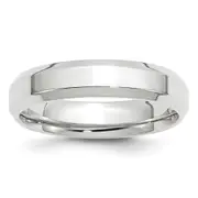 Solid 14K White Gold 5mm Bevel Edge Comfort Fit Men's/Women's Wedding Band Ring Size 5