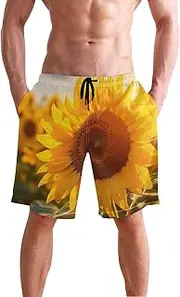 [XYMZR] Sunflower Sunrise Closeup Men's Swim Trunks Quick-Dry Bathing Suit Swimming Board Shorts S
