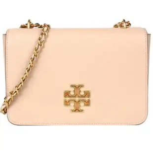 【TORY BURCH】BRITTEN粉色大鏤空LOGO皮革鏈袋肩背包