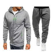 Men's Tracksuit Outfit Set Hoodies Set Hoodie Outdoor Daily Sports Zip Up Pocket Drawstring Plain Wine Red Black White Polyester Activewear Fashion Streetwear