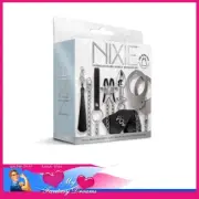 Nixie Interchangeable 8 Piece Bondage Kit Free Bag Cuffs Lead Plug Metal Silver