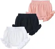 [ZFTTZYMX] Baby Girls Ruffle Bloomer Shorts Toddler Cute Cotton Linen Panty Diaper Covers