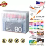 Pro-Grade Zig Clean Color Real Brush Markers - 90 Colors for Artists & Crafters