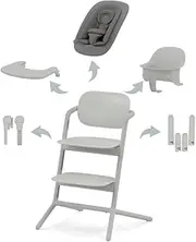 CYBEX Gold LEMO High Chair 4-in-1 Set, Grows with Child, 0-99 Years, Usable from Birth, incl. Bouncer Nest, Baby Set, Snack Tray, Newborn Insert, Headrest & Adapter Set, Aluminium/Plastic, Suede Grey