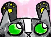 Print ACEO Black Cat Painting Kitten Sunset Contemporary Art By Samantha McLean