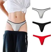 [WOWSKY] Men's Cotton Thong Low Rise Y-Back G-String Support Underwear 3 Pack
