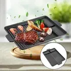 BBQ Grill Pan Griddle Non-Stick with Handle Rectangle Korean Picnic Black
