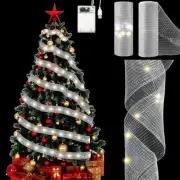 2 Rolls Christmas Mesh Ribbon Lights 10 Inch X 30 Feet 100 Led Christmas Tree De