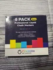 NIB PENGUIN ART SUPPLIES Liquid Chalk Markers Set of 8-3mm Chalkboard Free Ship