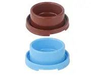 Dog Bowl Raised Pet Food Bowls Cat Bowls Round No Spill Colorful Water Feeder Eating Bowl - Brown+blue