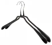 PLASTIC WIDE SHOULDER HANGERS 43.5x3.5x25cm 2Pcs Trouser Bar BLACK