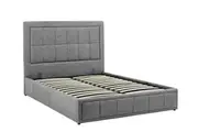 Foret Bed Frame Double Gas Lift Storage Base Bedroom Furniture Fabric 2 Colors