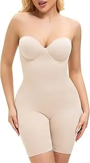 [Slimers] Strapless Shapewear Bodysuit For Woman: Seamless Body Shaper Built In Bar - Tummy Control Butt Lifter Shapewear