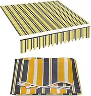 Replacement Canvas for Retractable Awning, 8ft 10ft 12ft 16ft 20ft Outdoor Awning Fabric Replacement, Patio Yard Deck Sunshade Canopy Cover Waterproof Anti-UV Cloth(Stripe C,6x1.5m/20x5ft)
