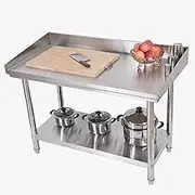 Stainless Steel Work Table,Kitchen Prep Table, Heavy Duty Commercial Kitchen Work Table, 2 Shelves Metal Table Prep Table for Restaurant Kitchen Bar and Hotel Garage 100 * 60cm/39.3 * 23.6"