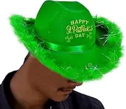 [Generic] St. Patrick's Day Cowboy Hat,Irish Holiday Caps - St Patricks Day Cowgirl Caps Shamrock for Girls Halloween Accessories for Women