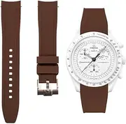 [Strapseeker] Curved End Silicone Rubber Watch Bands - Quick-Release Compatible with Omega Swatch Moonwatch, Omega Speedmaster, Rolex Submariner, Seiko SKX Dive Watches- 20mm - Curve Replacement Watch Straps for Men & Women (Brown, 20mm)