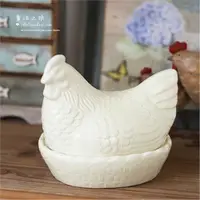 在飛比找ETMall東森購物網優惠-鄉村陶瓷母雞雞蛋收納盒