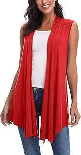 [EXCHIC] Women’s Sleeveless Open Front Draped Asymmetric Hem Cardigan Vest