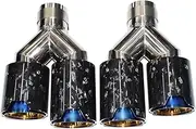 Compatible For BMW Y Blue Outlet 92 Double Muffler Tips Universal Performance Carbon Fiber Compatible For BMW Series Exhaust Tail Tip(Blue)