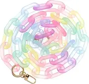 [OSALADI] Colorful Rainbow Chain Bag Strap Durable Replacement for Handbags Shoulder Bags Easy to Install with Buckles Versatile Decorative Accessory
