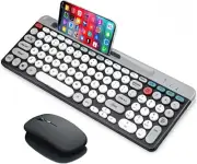 Wireless Rechargeable Bluetooth Keyboard and Mouse Combo with White+Grey