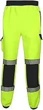 Men's High Visibility Vis Safety Security Traffic Work Pants Hi Viz Two Tone Jogging Bottoms Combat Trousers Workwear Joggers