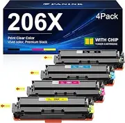 PANINK Compatible 206X Toner Cartridges 4 Pack High Yield Replacement for HP 206A 206X Toner Cartridge Set W2110X W2110A for HP Color Pro MFP M283fdw M283cdw M283 Pro M255 M255dw Printer (with Chip)