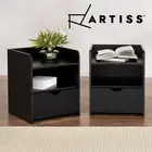 Artiss 2X Bedside Table Drawers Side Table Storage Cabinet Nightstand Black FARA