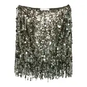 [Blumarine] Blumarine Sequin-embellished Fringe Mini Skirt 40 IT GREEN