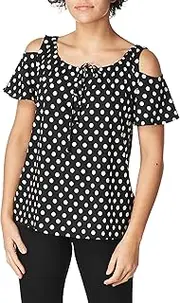 Star Vixen Women's Plus-Size Short-Sleeve Cold-Shoulder Peasant Top
