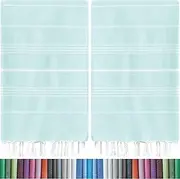 HAVLULAND |Pack of 2| Turkish Beach Towels Oversized 39x71, 100% Turkish Cotton Sand Free Quick Dry Absorbent Towel Travel Blanket for Adults Beach Gift Beach Essentials - Aquamarine