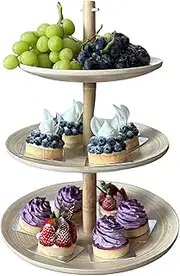 3 Tier Cake Stand ,Made from Bamboo, Natural ,Handmade, Dessert Stand, Round Plates, For Party, Wedding, Buffet Server, In a gift box, made in Vietnam