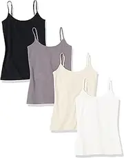 [Amazon Essentials] Women's Slim-Fit Camisole, Pack of 4, Grey/Taupe, X-Small