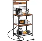 4 Tier Kitchen Bakers Rack Microwave Oven Stand with Power Outlet Storage Shelf