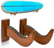 TESLYAR Surfboard Wall Mount – Wooden Surfboard Rack for Wall Storage – Solid Wood Hooks for Surfboard, Snowboard, Paddle Board & Wakeboard – Wave Style