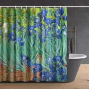 72"L×72"H Bathroom Shower Curtain Set with Hooks, Irises by Vincent Van Gogh