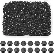 uxcell 1000pcs 3mm Bicone Glass Crystal Beads, Faceted Glass Spacer Beads with Box for Jewelry Making Bracelet Necklace Earrings DIY Suncatcher Craft, Black