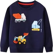 [Dinopjs] Little Boys Jumper Dinosaur Sweatshirt Kids Cotton Long Sleeve Shirt Tops Toddler Pullover Children Christmas Xmas Clothes T-shirt for Age 3-8 Years