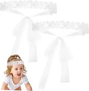 [Totority] 2 Pcs Floral Hairbands for Girls Bows Headbands Newborn Crown Headwear Elastic Flower Head Piece for Birthday Party