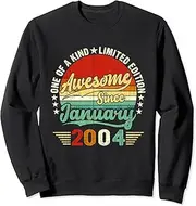 [X.Style] 19 Year Old Vintage January 2004 19th Birthday Retro Sweatshirt ds063 Sweater (M) Black
