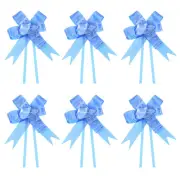 200Pcs 13" Pull Bows Ribbon Gift Wrapping String Rose Pattern Bow Tie Dark Blue