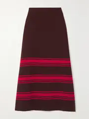 [La DoubleJ] La DoubleJ - Tones Striped Merino Wool Midi Skirt - Red - x small x small Red