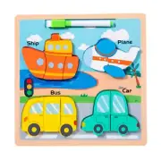 1 Set Jigsaw Toy Painting Intellectual Development Transportation Kids Jigsaw