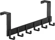 Over The Door Hooks,Large Over The Door Towel Rack with 6 Hooks,Over The Door Hooks for Hanging,Door Hanger with Extended Arms, for Bathroom, Bedroom，Kitchen，Hanging Towels, Coats (Black)