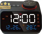 Digital Alarm Clock with Big Numbers, Adjustable Brightness, Radio